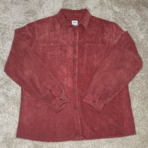 Zara Corduroy Button Down Long Sleeve Shirt